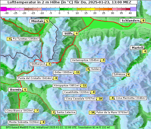 Temperatur, 23. 1. 2025