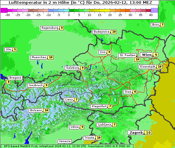 Temperatur, 12. 2. 2026