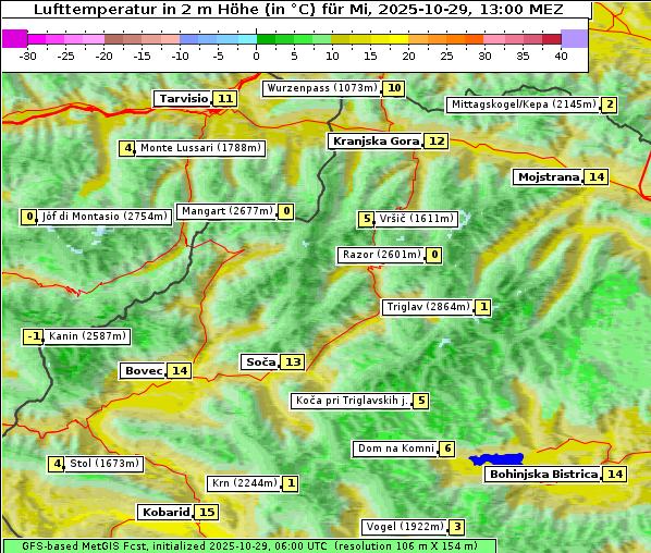 Temperatur, 29. 10. 2025