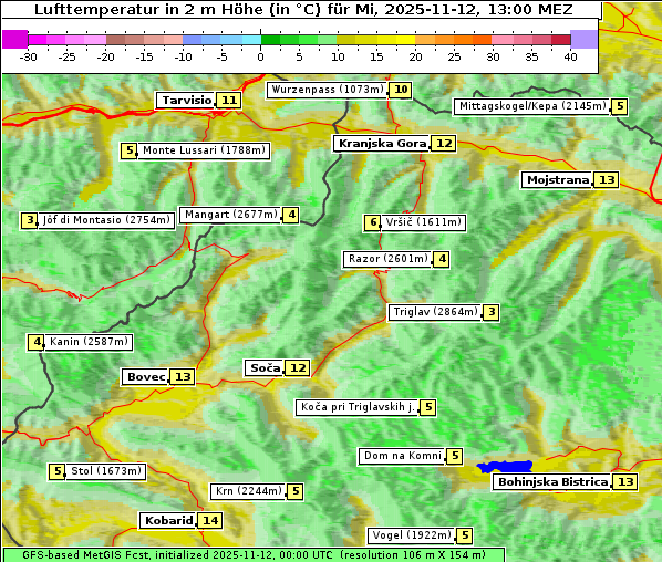 Temperatur, 12. 11. 2025