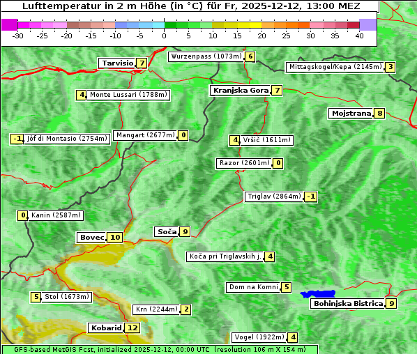 Temperatur, 12. 12. 2025