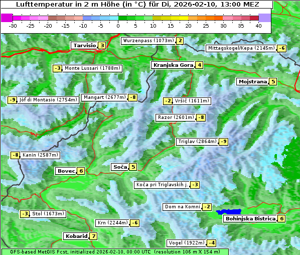 Temperatur, 10. 2. 2026