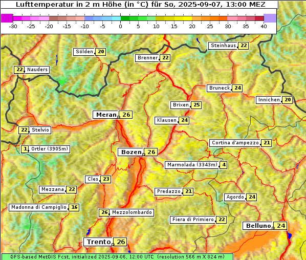 Temperatur, 7. 9. 2025