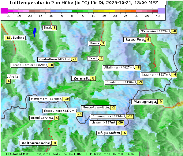 Temperatur, 21. 10. 2025