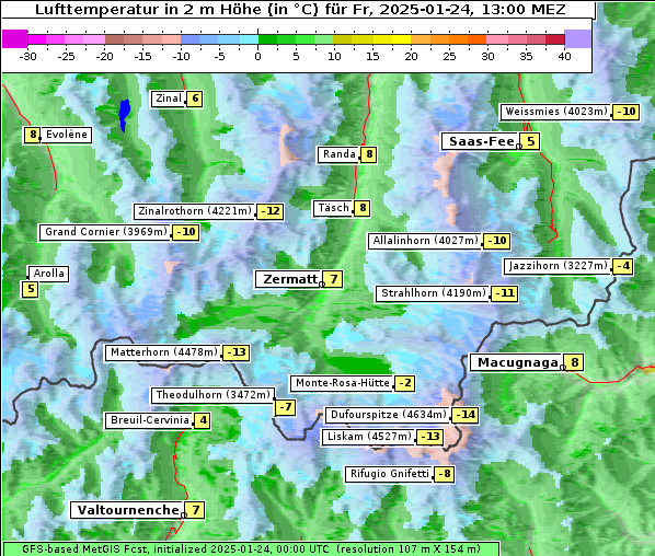 Temperatur, 24. 1. 2025