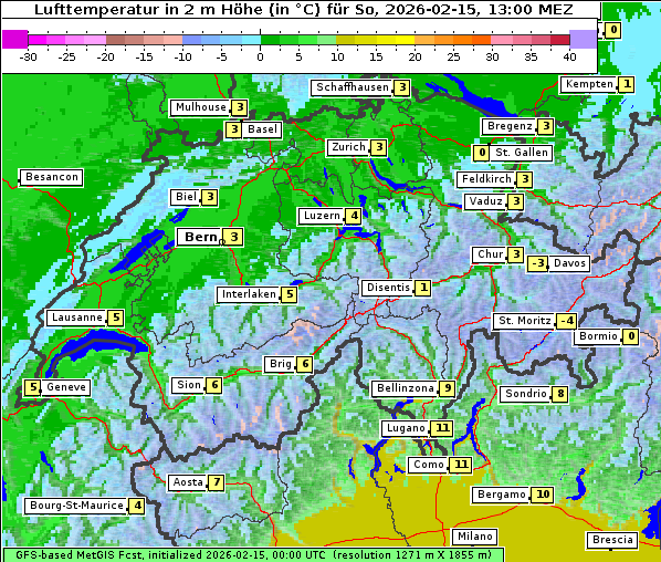 Temperatur, 15. 2. 2026