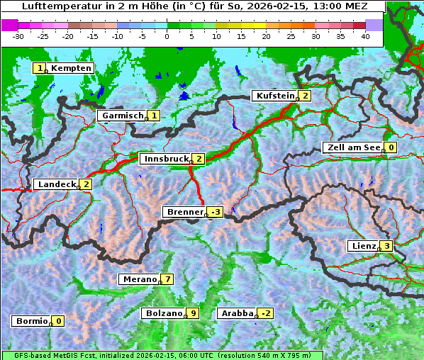 Temperatur, 15. 2. 2026