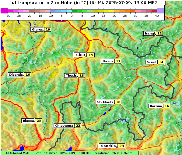 Temperatur, 9. 7. 2025