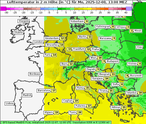 Temperatur, 8. 12. 2025