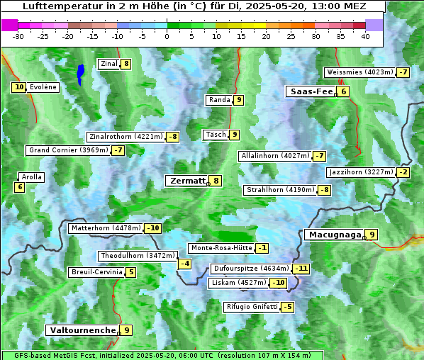 Temperatur, 20. 5. 2025