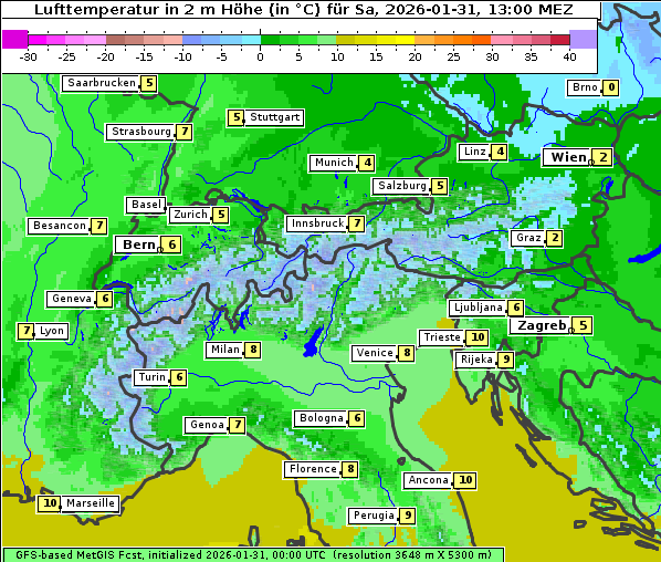 Temperatur, 31. 1. 2026