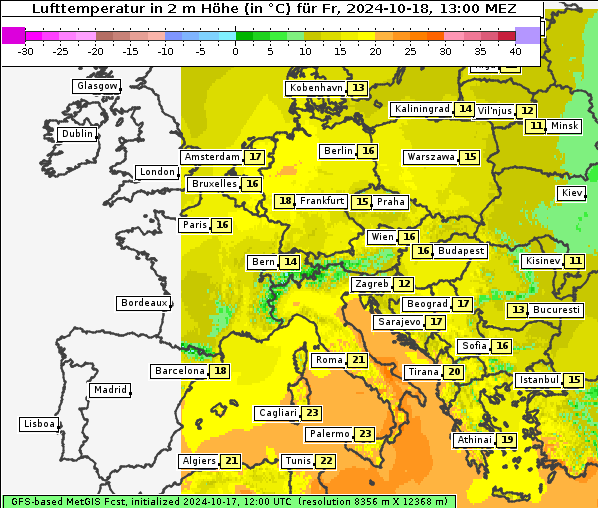 Temperatur, 18. 10. 2024