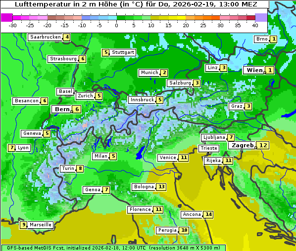 Temperatur, 19. 2. 2026