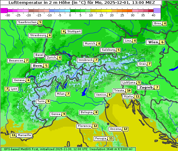 Temperatur, 1. 12. 2025