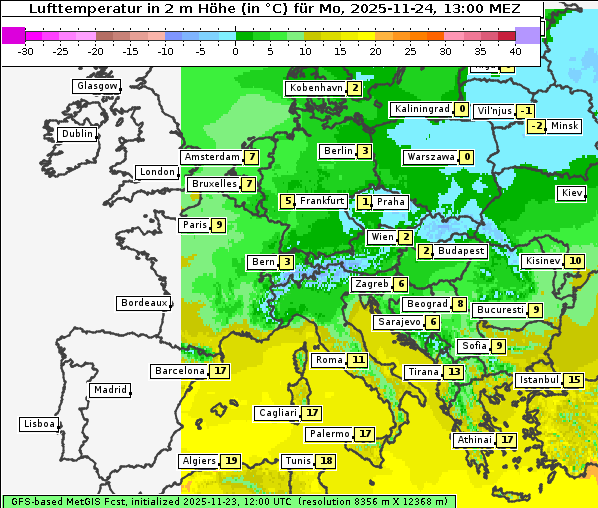 Temperatur, 24. 11. 2025