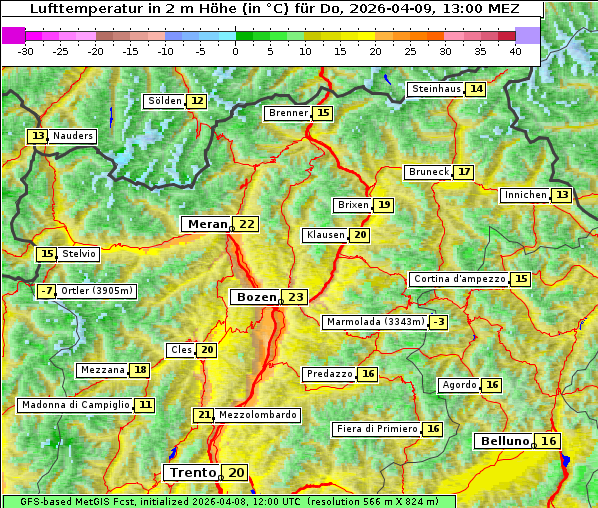 Temperatur, 9. 4. 2026