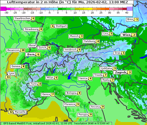Temperatur, 2. 2. 2026