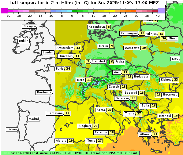 Temperatur, 9. 11. 2025