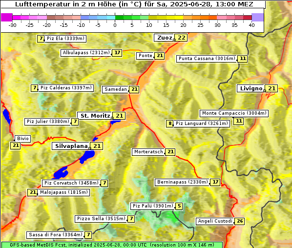 Temperatur, 28. 6. 2025