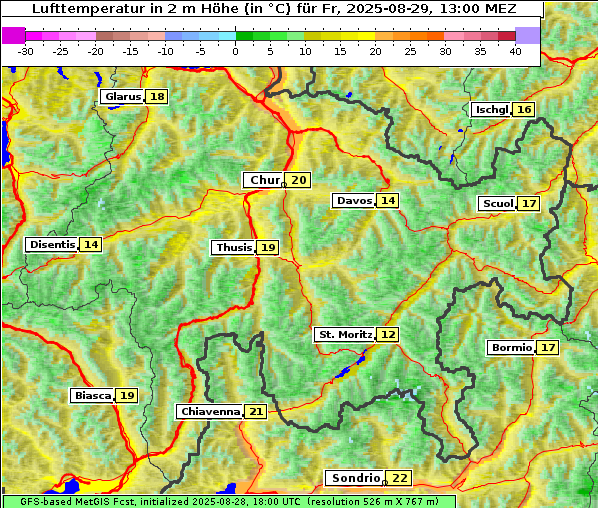 Temperatur, 29. 8. 2025