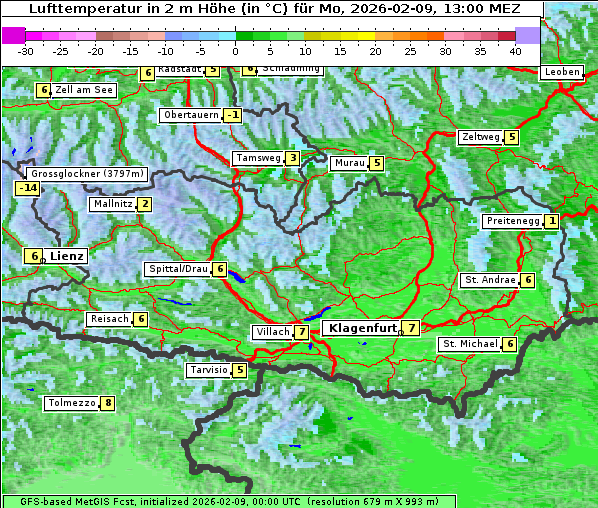 Temperatur, 9. 2. 2026