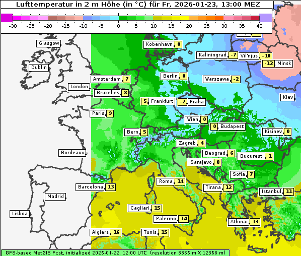 Temperatur, 23. 1. 2026