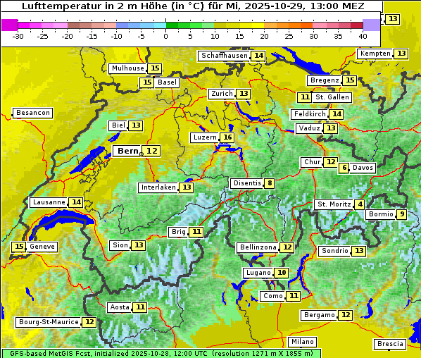 Temperatur, 29. 10. 2025