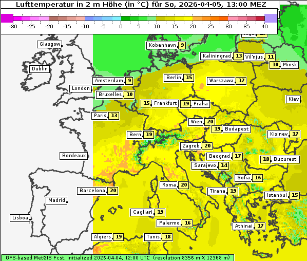 Temperatur, 5. 4. 2026