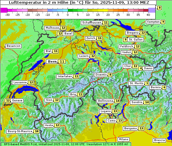 Temperatur, 9. 11. 2025