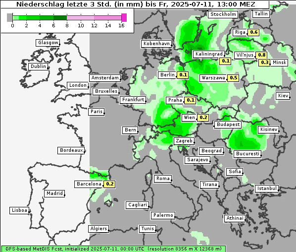 Niederschlag, 11. 7. 2025