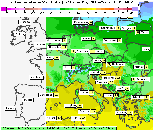 Temperatur, 12. 2. 2026