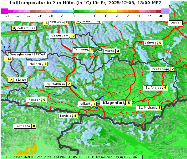 Temperatur, 5. 12. 2025