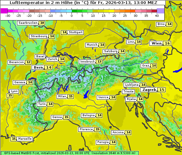 Temperatur, 13. 3. 2026