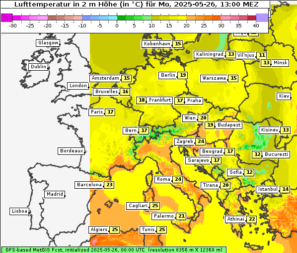 Temperatur, 26. 5. 2025