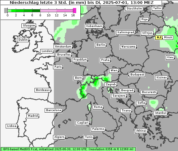 Niederschlag, 1. 7. 2025