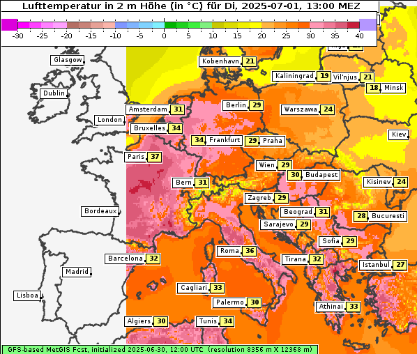Temperatur, 1. 7. 2025