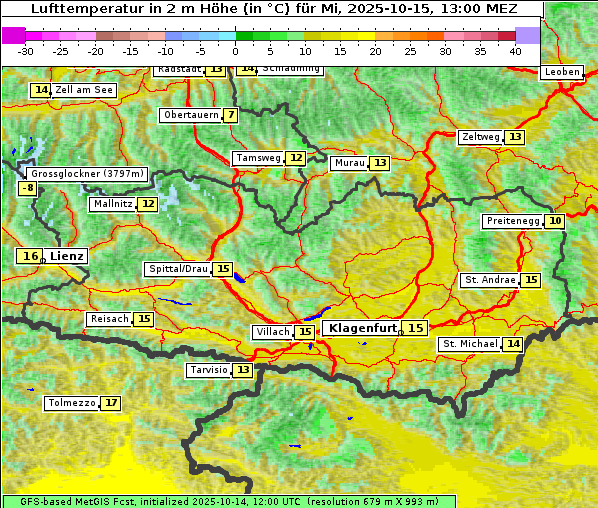 Temperatur, 15. 10. 2025