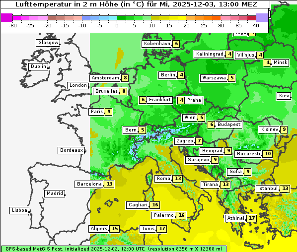 Temperatur, 3. 12. 2025