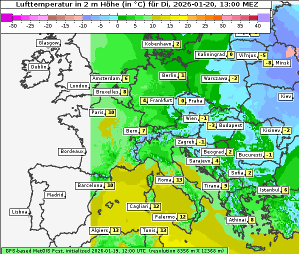 Temperatur, 20. 1. 2026