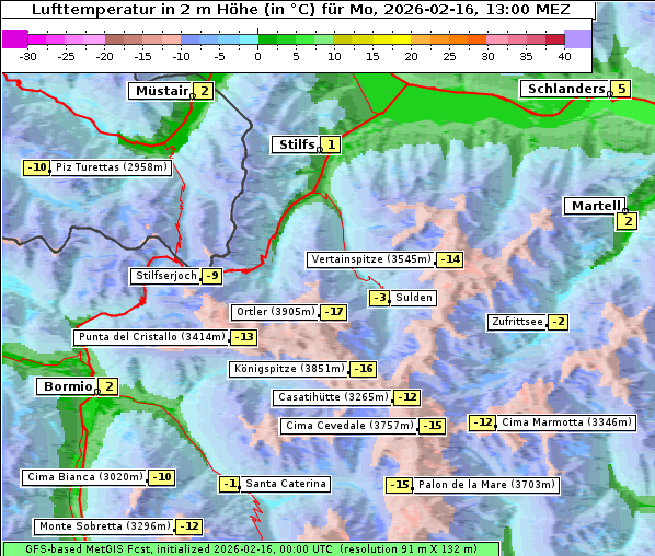 Temperatur, 16. 2. 2026