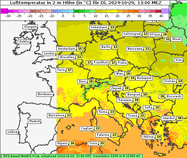 Temperatur, 29. 10. 2024