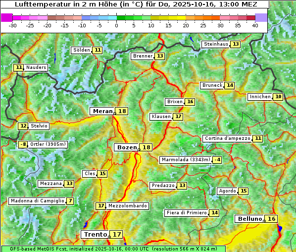 Temperatur, 16. 10. 2025