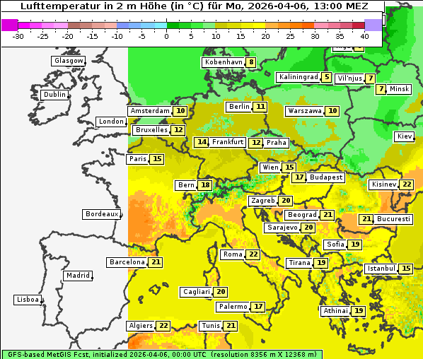 Temperatur, 6. 4. 2026