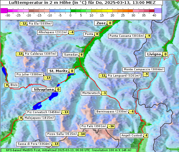 Temperatur, 13. 3. 2025