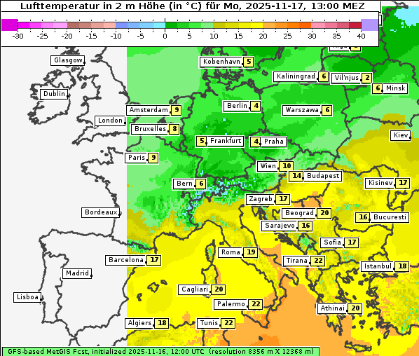 Temperatur, 17. 11. 2025