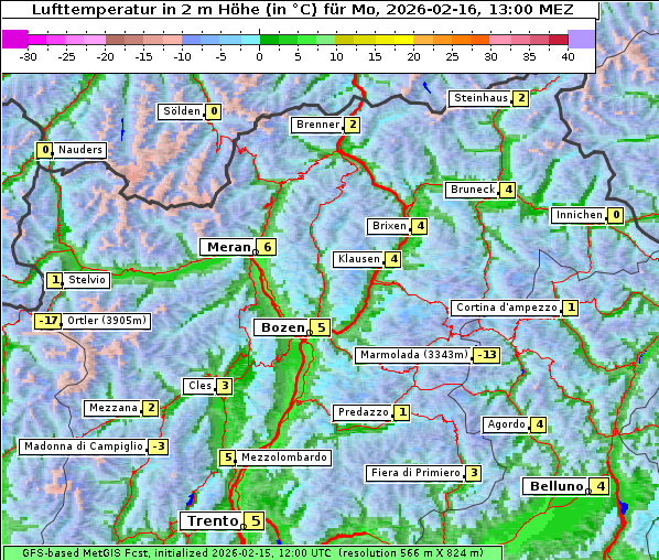 Temperatur, 16. 2. 2026
