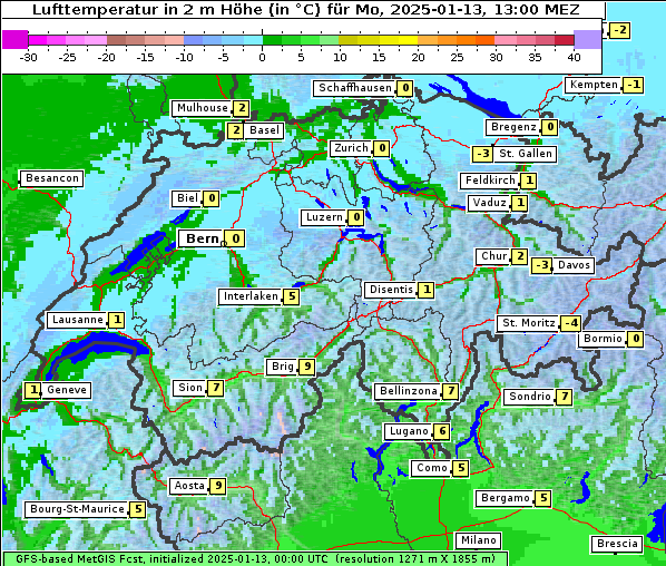 Temperatur, 13. 1. 2025