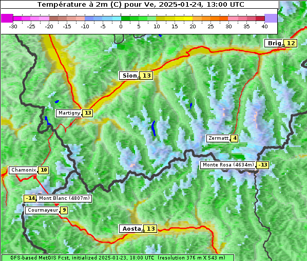 Temperatur, 24. 1. 2025