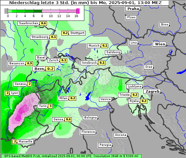 Niederschlag, 1. 9. 2025