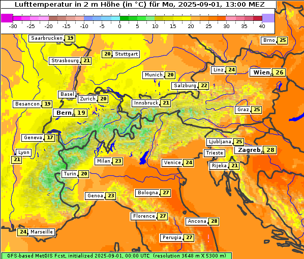 Temperatur, 1. 9. 2025